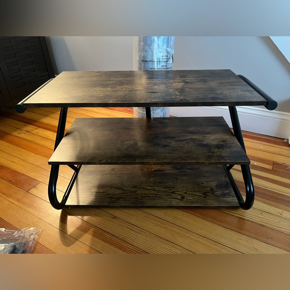 Rustic wooden large 3 tier shoe rack brown and black
